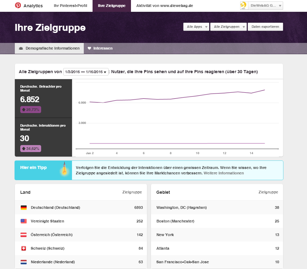 Demografische Informationen zu Zielgruppen Pinterest