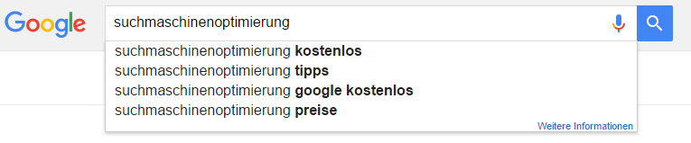 Google Suggest Suchmaschinenoptimierung