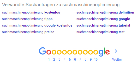 Google Vorschläge am unteren Bildschirmrand