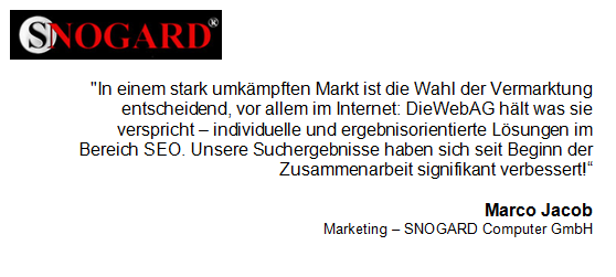Seo-Frechen-Testimonial_SNOGARD_Kundenstimme_Seo_DieWebAG