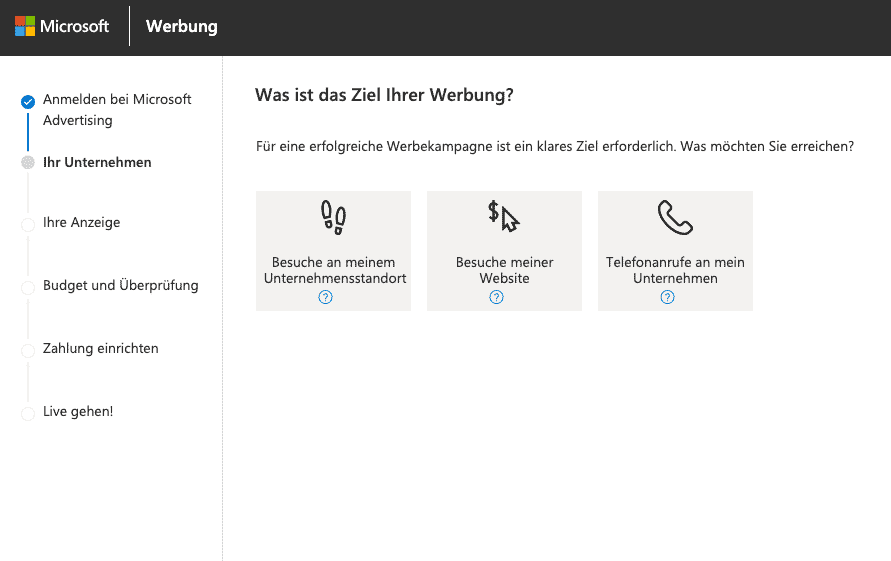 Richten Sie ein Bing Ads-Konto ein