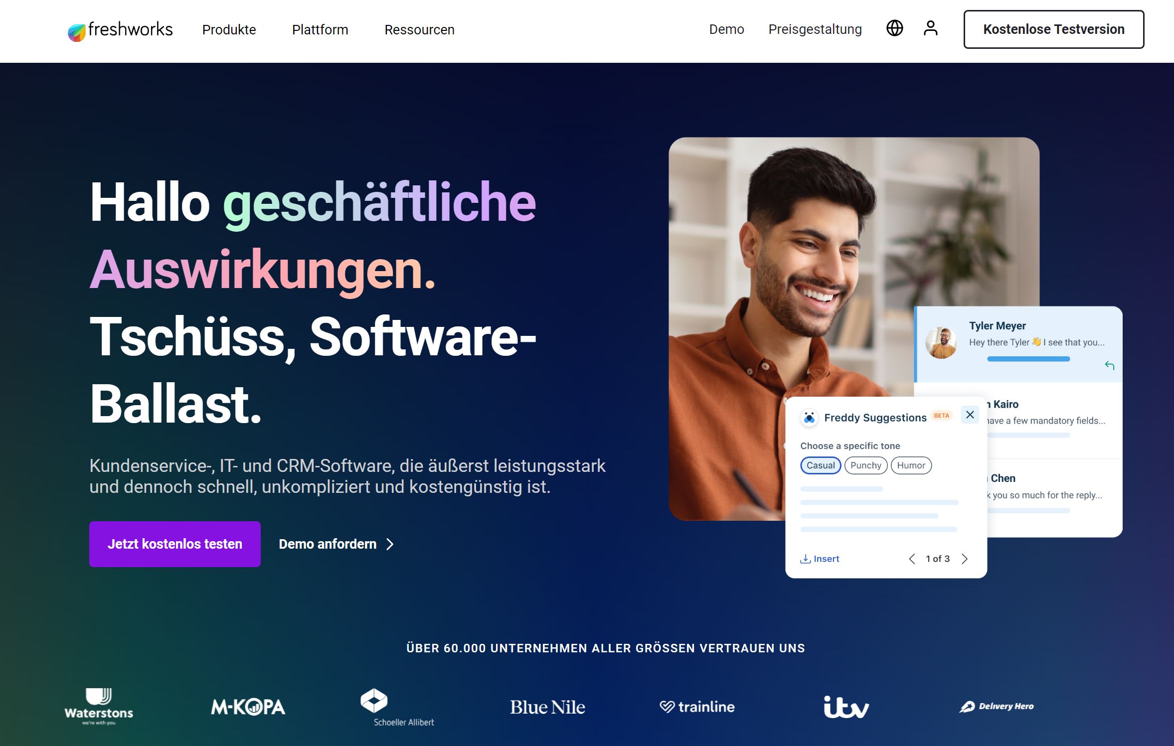 FreshWorks ist ein Marktführer im Kundenservice und bietet Website-Chats sowie eine Reihe anderer Service- und Support-Tools an.