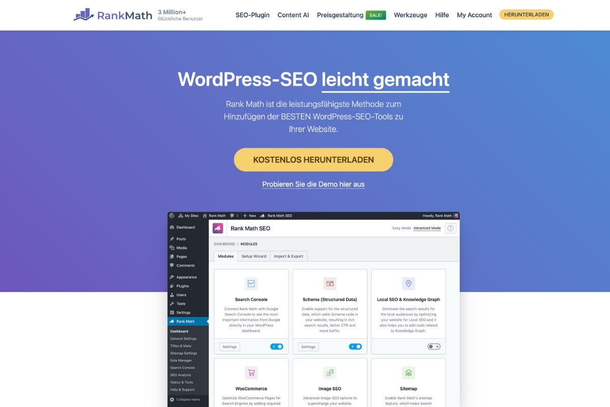 Rank Math ist ein relativ neues SEO-Plugin, das jedoch schnell an Popularität gewonnen hat